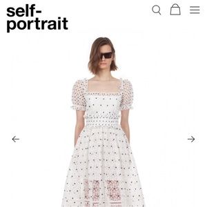 Self portrait Hibiscus Guipure Midi Dress